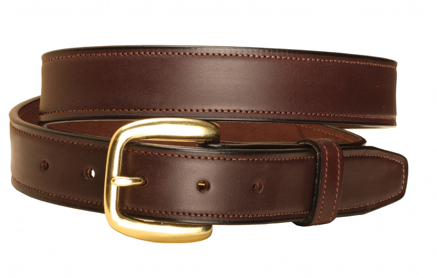 Tory Leather 1 1/4'' Stitched Belt with Brass Buckle