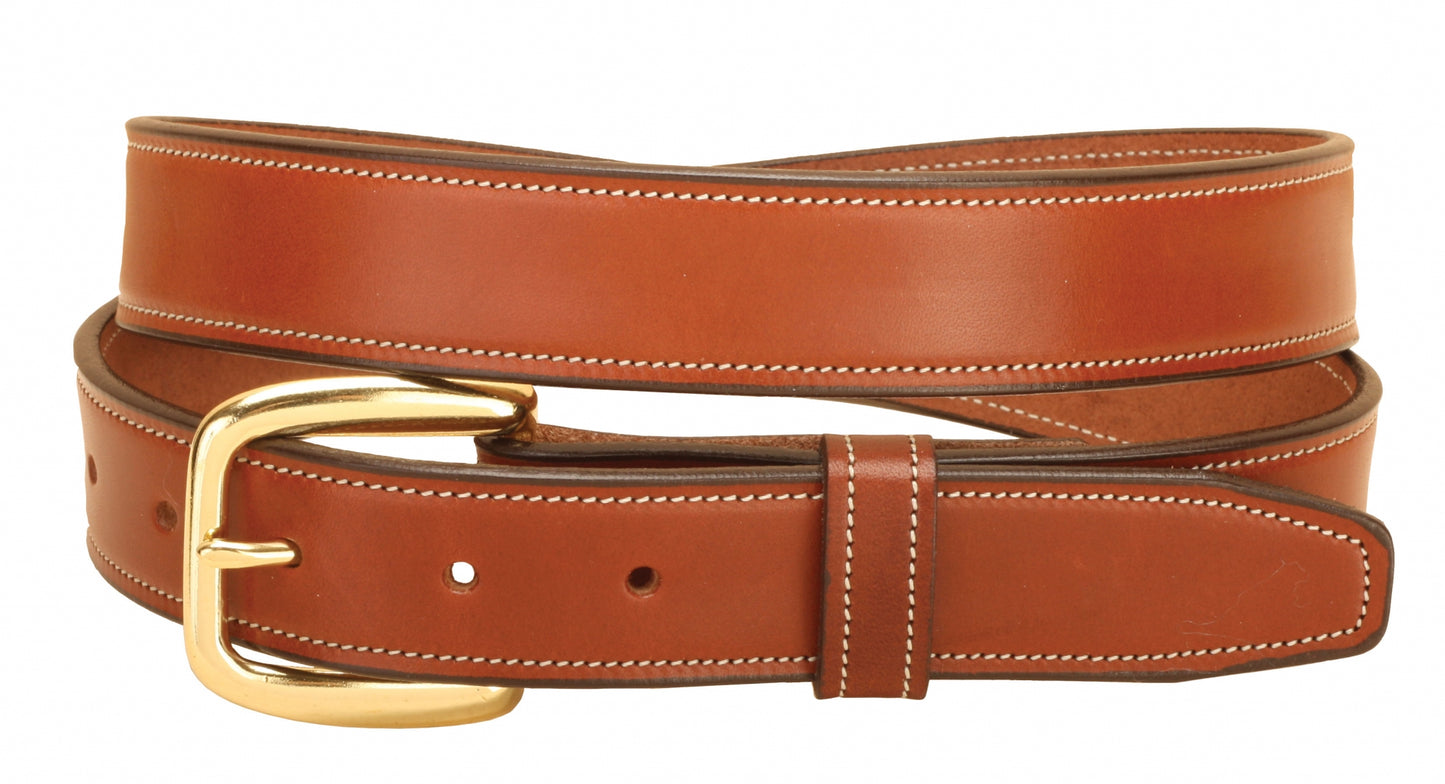 Tory Leather 1 1/4'' Stitched Belt with Brass Buckle