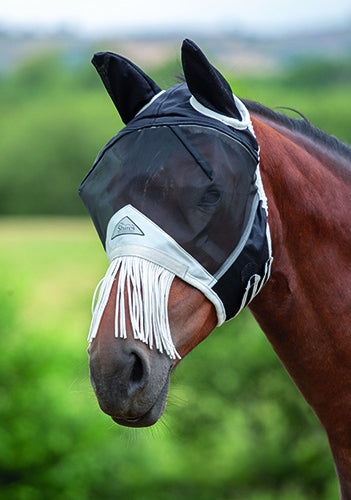 Shires Fine Mesh Fly Mask With Nose Fringe