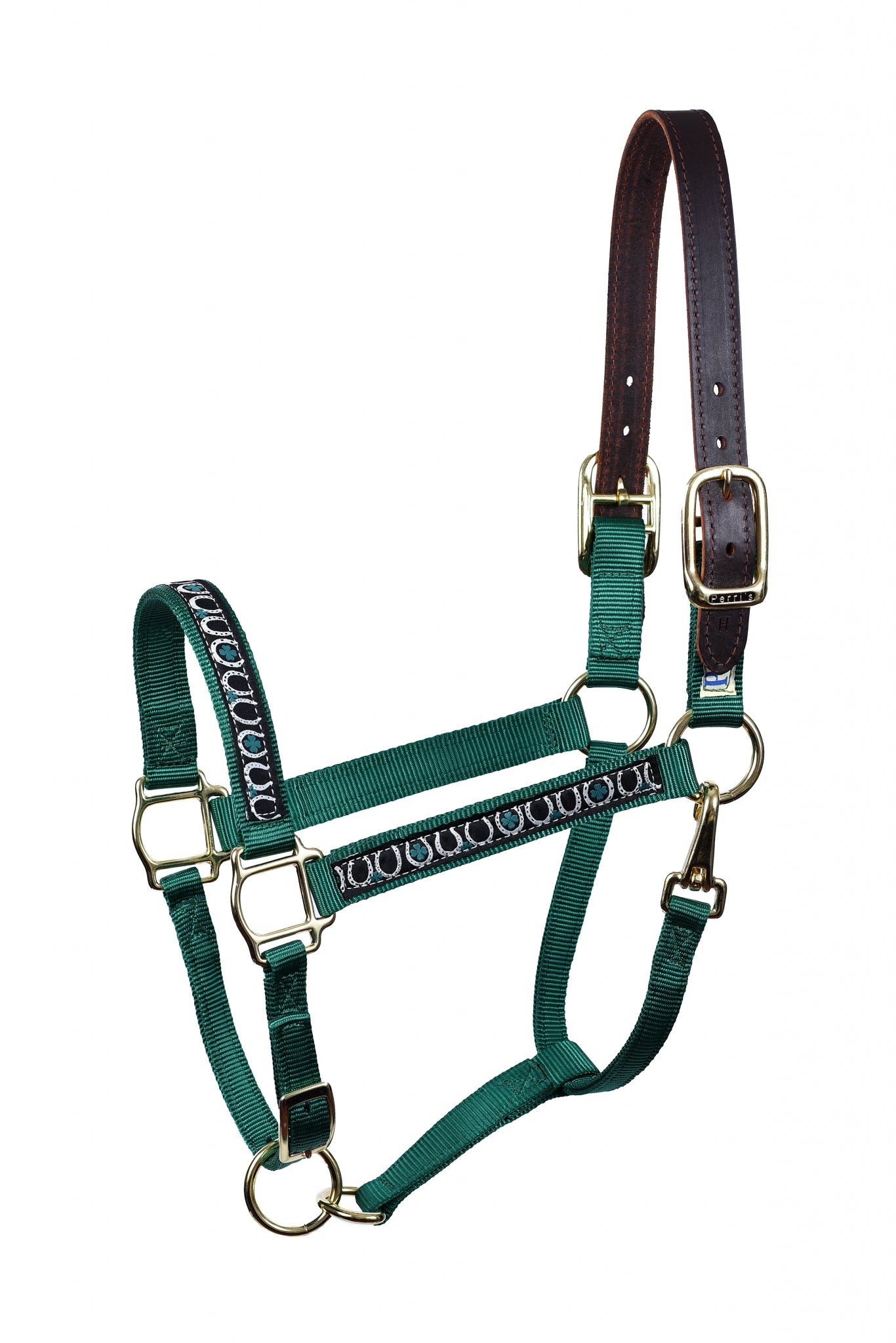 Perri's Nylon Ribbon Safety Halter - Horseshoes