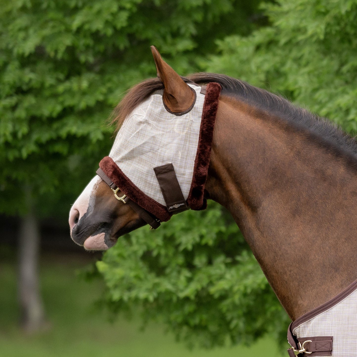 Kensington 73% UV Pony Fly Mask with Fleece Trim & Dual Ear Openings