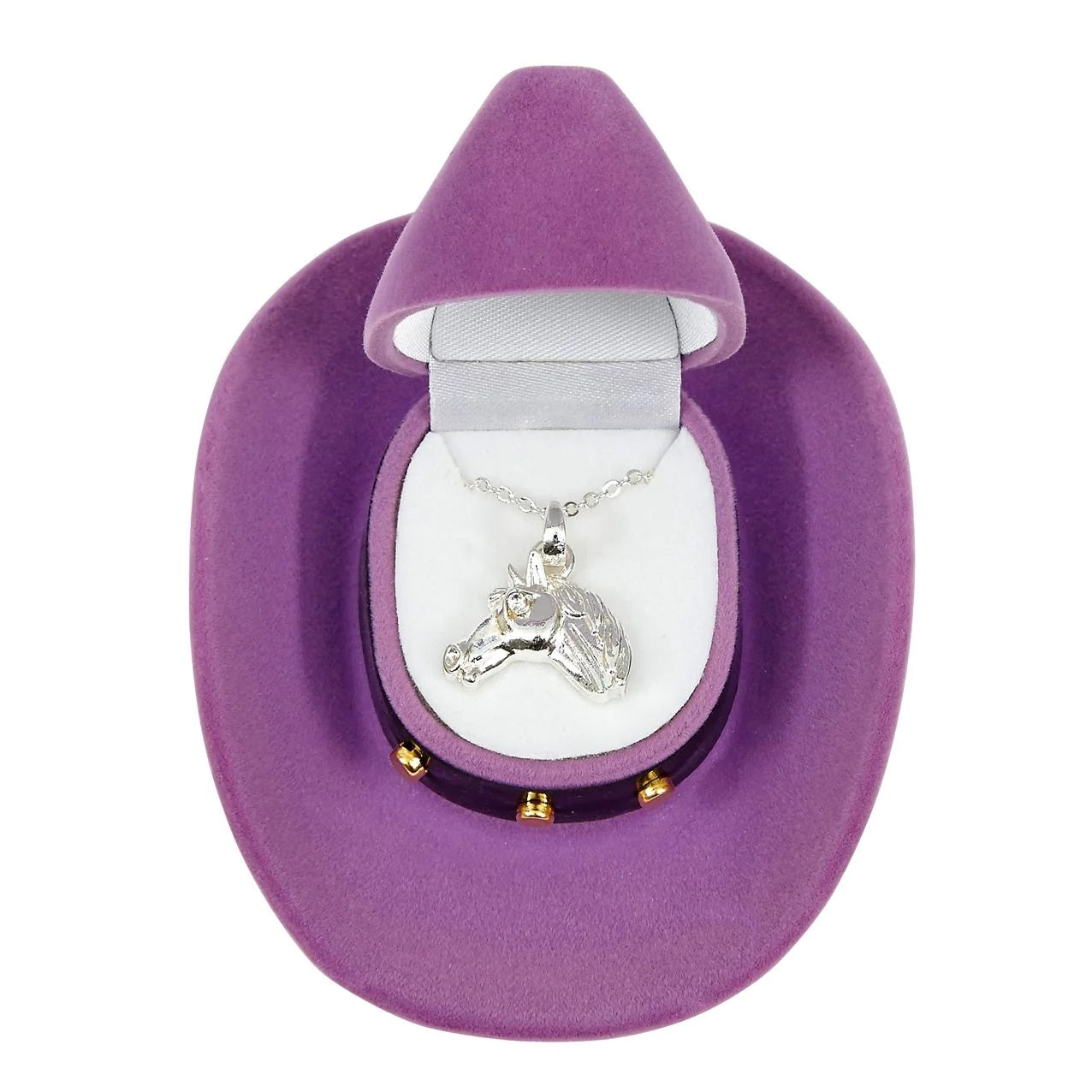 AWST Int'l Horse Head Pendant Necklace with Cowboy Hat Gift Box