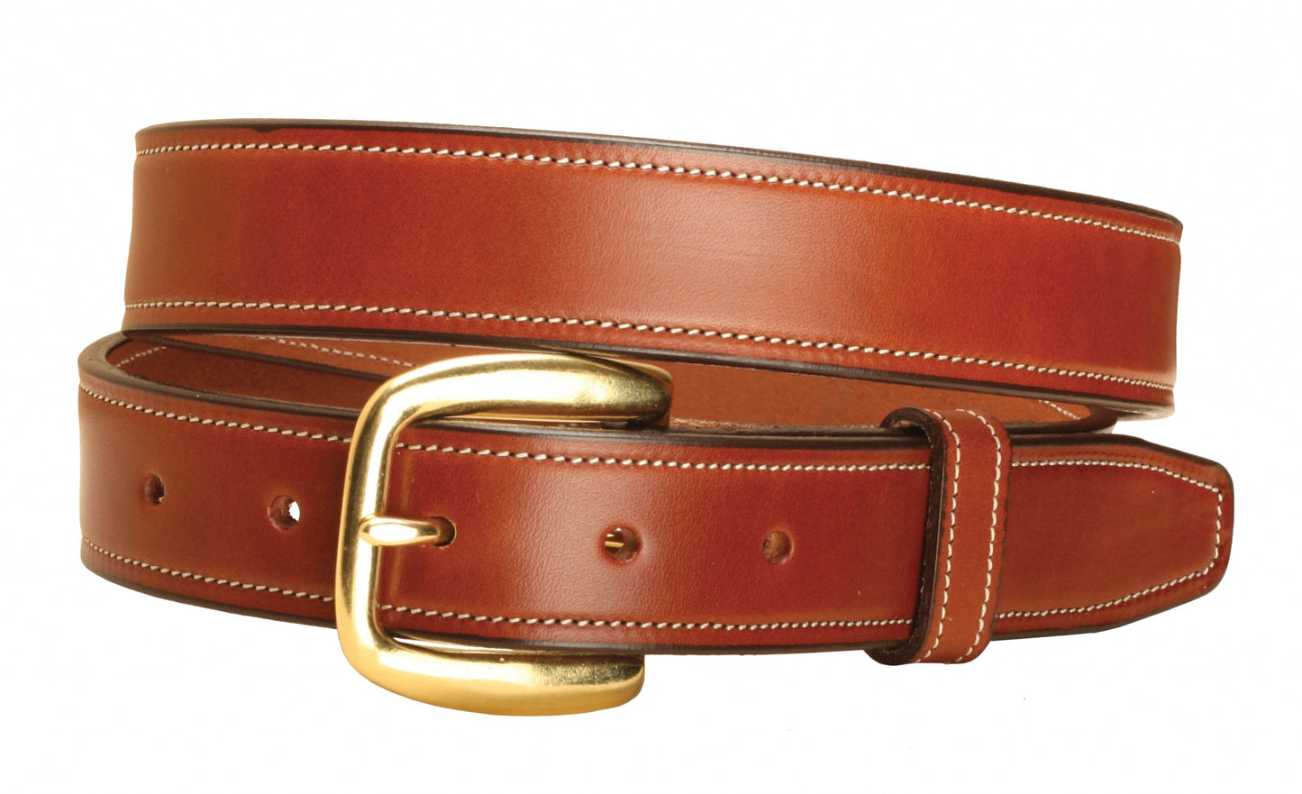 Tory Leather 1 1/4'' Stitched Belt with Brass Buckle