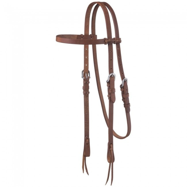 Tough-1 Harness Leather Browband Headstall With Tie Ends