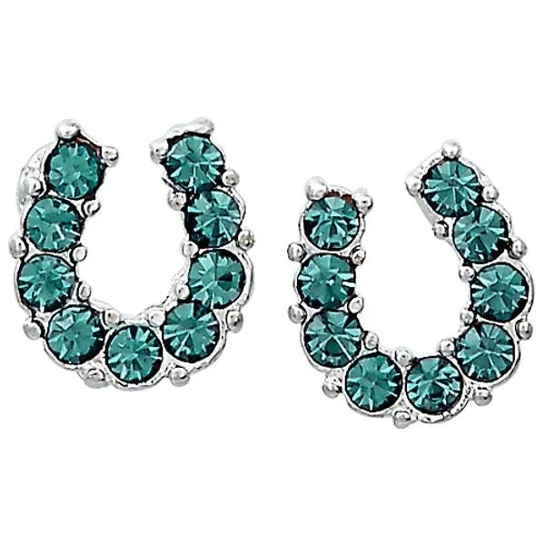 AWST Int'l Rhinestone Horseshoe Earrings with Horse Head Gift Box