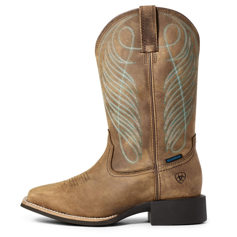 Ariat Ladies Round Up Wide Square Toe Waterproof Western Boots