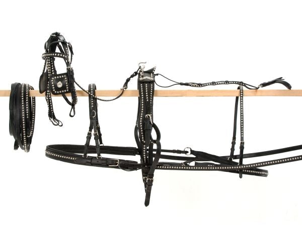 Tough-1 Show Spotted Leather Driving Harness