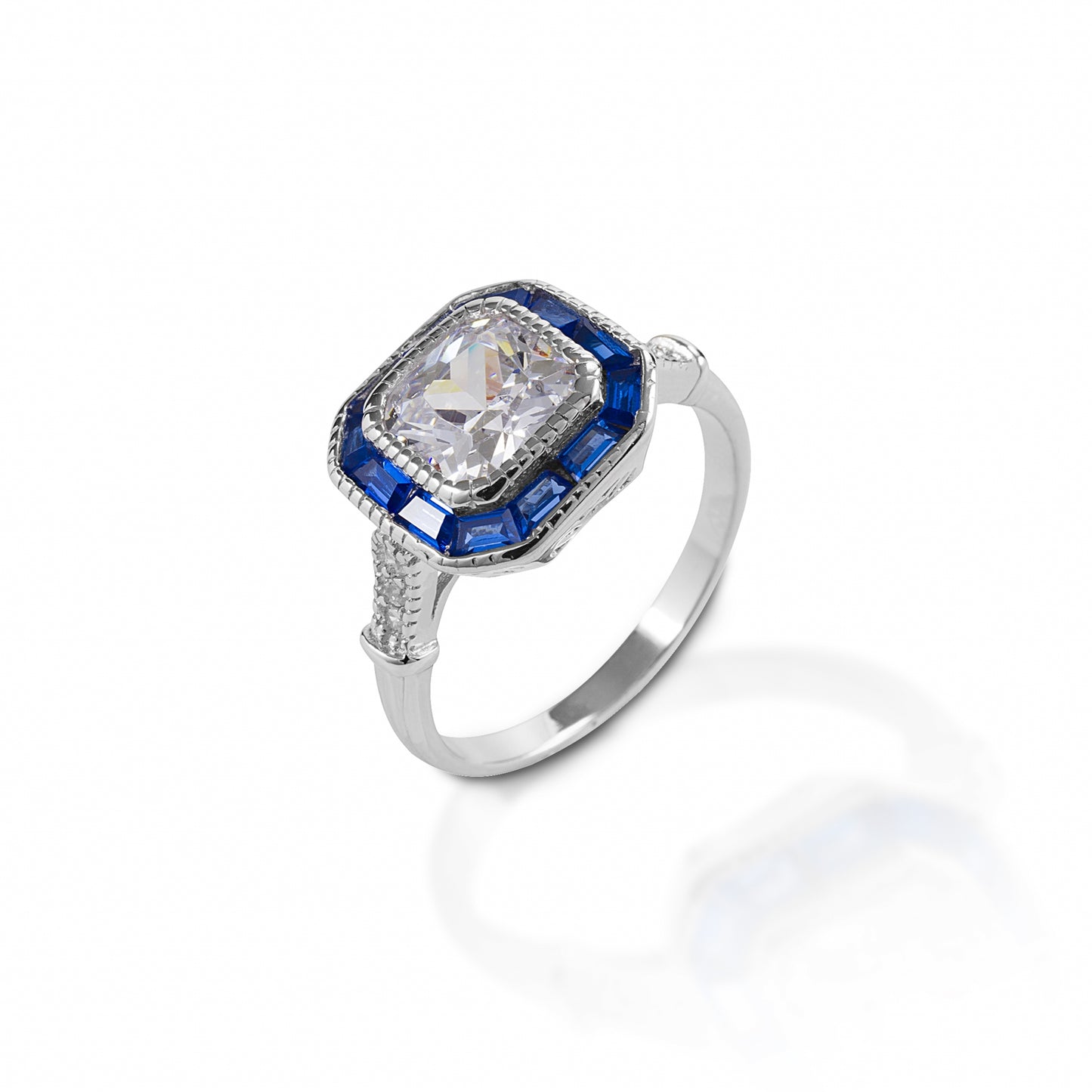 Kelly Herd Small Asscher Cut/Blue Spinel Ring